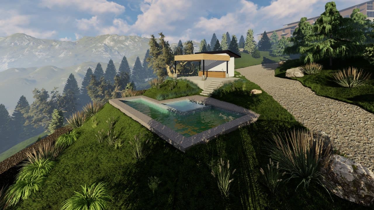 Casa de dos pisos con terraza